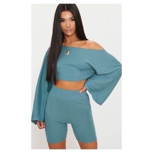 Fashion Nova Off the Shoulder High Waist Short Set